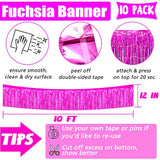 10 Pack 10 Feet Foil Fringe Garland Metallic Tinsel Banner Wall Hanging Curtain Streamers Backdrop For Parade Floats Bachelorette Wedding Birthday Party Thanksgiving Christmas Decorations(Fuchsia)