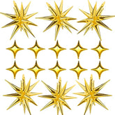 Gold Star Foil Balloon Kit: Starburst & Four-Point Party Decor
