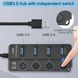 5Ft 4-Port Usb3.0 Expander Hub,Usb 3.0 Fast Data Hub With Individual Led Power