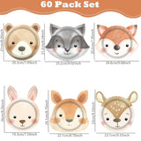 60 Count Woodland Party Paper Plates Animal Shaped Disposable Plates Woodland Creatures Tableware Forest Birthday Decorations For Birthday Baby Shower Animal Theme Party Favors