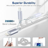 2-Pack 1Ft Apple MFi Nylon Braided Lightning Cable Fast Charging for iPhone and iPad