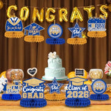 8Pc Class of 2026 Graduation Table Decorations Blue Gold Centerpieces