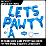 9 Pc Blue 16" "Let's PAWty" Balloons Banner Pet Dog/Cat Happy Birthday Decor