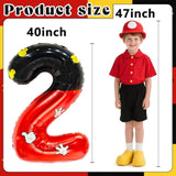 40" Black & Red Mouse Number 2 Balloon — Giant Mickey-Style Party Decor