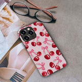 Case Compatible With For Iphone 14 Pro Max,Pink Ribbon Bow Cherry Colorful Phone Case For Iphone 14 Pro Max For Girl Women Boy Men