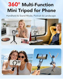 Magnetic Tripod for iPhone - Foldable Mini Pocket Phone Stand, Portable Selfie Stick Handle Grip with 360°, Airplane Travel Essentials, Phone Holders