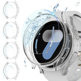 (4+4 Pack) Screen Protector Case For Samsung Galaxy Watch 7 44Mm, Hard Pc Bumper & Hd Anti-Fog Tempered Glass Protective Film Face Cover For Galaxy Watch 7 44Mm Women Men