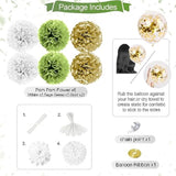 Sage Green Birthday Party Decorations Olive Green And Gold Balloons Greenery Neutral Décor White Happy Birthday Banner Sage Foil Background Pom Poms For Girls Baby Women