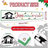 Jesus Is The Reason For The Season Banner Christmas Outdoor Decorations 9.8 X 1.6 Ft Nativity Manger Scene Yard Fence Sign For Religious Christian Christmas Xmas Winter Decor(White,Fresh)