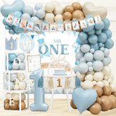 1St Birthday Decorations For Boy, First Birthday Party Supplies, Baby Boy First Birthday Decorations, Balloon Boxes, Backdrop, High Chair Banner, Crown, Photo Banner