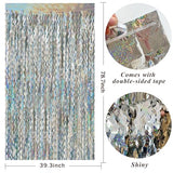 2 Pack Silver Backdrop Curtain Tinsel Streamers Sparkle Metallic Wavy Foil Fringe Photo Booth Props for Birthday Graduation Bachelorette New Year Christmas Wedding Disco Party Decorations
