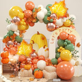 Fall Balloon Arch Kit β Orange, Yellow & Rose Gold with Maple Leaf Balloons