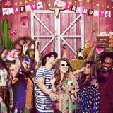 Western Cowgirl Birthday Banner Cowboy Backdrop Photography Booth Prop Pink Cowgirl Party Background For Girls Cowboy Birthday Baby Shower Party Decorations Supplies, 71 X 43 Inch