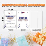 Fighter Jet Birthday Invitations For Boys Girls, Birthday Party Supplies And Decoration, 20 Cards With 20 Envelopes -C10