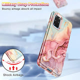 For Samsung S20 Plus/S20+ Case, Marble 3 In 1 Heavy Duty Shockproof Full Body Rugged Hard Pc+Soft Silicone Drop Protective Women Girl Covers For Samsung Galaxy S20 Plus 6.7 Inch, Rose Gold
