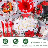 172pcs Christmas Disposable Tableware Set Plates Cups Tablecloth Party Decor