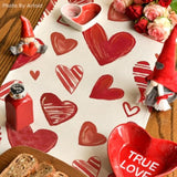 Red Buffalo Plaid Love Heart Valentine'S Table Runner, Anniversary Kitchen Dining Table Decoration For Home Party Decor 13X72 Inch