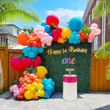 160pcs Hot Pink, Blue, Yellow & Orange Balloon Arch Kit – Tropical Summer Luau Party Decor