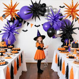Black Orange Purple Star Balloons 22 Inch Foil Explosion Spike Balloons Party Decorations