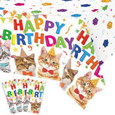 3 Pack Cute Cat Theme Plastic Tablecloth 54 X 108 Inch Kitten Cat Paw Print Disposable Table Cover For Kids Baby Shower Birthday Decorations Party Supplies Multi Color