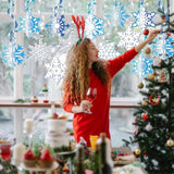 Christmas Snowflake Hanging Swirls White Blue Party Decor