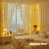 200 Led Curtain Lights For Bedroom, Warm White Hanging Curtain String Lights Indoor, Usb Plug In Christmas Twinkle Light