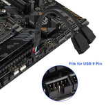 2 Pack Motherboard USB 2.0 to Dual 9 Pin Extension, USB Header Splitter for Internal Computer Motherboard (Braided Black)