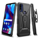 For Motorola Moto G Play 2023 (Xt2271), Moto G Power 2022, Moto G Pure - Shockproof Phone Case W/Belt Clip Holster - Vx Black