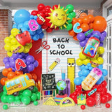 Back to School Balloon Arch Kit Rainbow with Pencil Bag Foil Balloons Party Decor