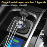78W 3 Port Usb C 12V Outlet Dual Pd 30W & 18W Usb A Port With Voltmeter Lengthened Aluminum Body Switch Waterproof Car Charger Socket For Car, Boat, Marine, Rv