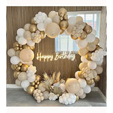 White Sand Gold Balloon Garland Arch Kit-158Pcs Nude White Chrome Gold Neutral Balloons For Boho Wedding Baby Bridal Shower Baptism Engagement Neutral Birthday Party Decorations