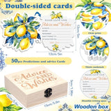 50 Pcs Lemon Advice & Wishes Cards For The Mr & Mrs Amalfi Coast Party Decorations Lemon Bridal Shower Party Favors With Wooden Keepsake Box For Wedding Amalfi Coast Mediterranean
