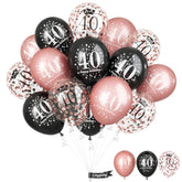 Black Rose Gold Happy 40Th Birthday Balloons, 15 Pieces 40Th Birthday Decorations For Women, 40Th Latex Helium Balloons For Her Age 40 Years Old 40Th Birthday Party Decor Celebration Supplies