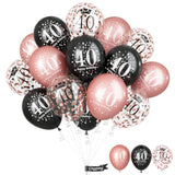 Black Rose Gold Happy 40Th Birthday Balloons, 15 Pieces 40Th Birthday Decorations For Women, 40Th Latex Helium Balloons For Her Age 40 Years Old 40Th Birthday Party Decor Celebration Supplies