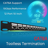 Patch Panel Mini 12 Port Cat6A With Inline Keystone 10G Support, Coupler Patch
