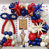 Red White Blue Balloons Arch kit 4th of July Navy Royal Blue Red Sand White Gold Balloon Star Foil Balloon for USA 250th Anniversary Independence Memorial Graduation Patriot Birthday Party Decoration