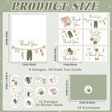 24 Pack Baby Shower Thank You Cards Vintage Green Clothes Note Cards With Envelopes Stickers Sage Green Greeting Blank Card Woodland Personalized Thank You Card For Birthday Baby Shower Party Favors