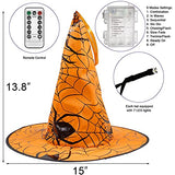 8 Pcs Hanging Witch Hat String Lights, Light Up Waterproof Halloween Decorations with Remote Control for Outdoor Garden Party Carnival Supplies Decor