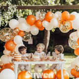60Pcs Orange Confetti Balloons Set Latex Helium Chrome Burnt Orange Balloon For Birthday Graduation Halloween Party Decorations