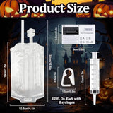 12 Pack Halloween Blood Bag Drink Containers, Reusable Iv Blood Bags Pouches For Vampire Cosplay, Nurse, Medical, Horror Party Decorations, Doctor Nursing/Rn Graduation, 12 Fl. Oz. Each + 2 Syringes