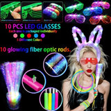 186-Piece Glow in the Dark Party Supplies Set with Sticks Wands Glasses Ears