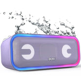 DOSS SoundBox Pro+ Bluetooth Wireless Pairing Speaker with 24W Stereo Sound, Punchy Bass, IPX6 Waterproof, 15Hrs Playtime, Multi-Colors Lights, for Home, Outdoor-Purple