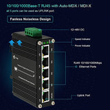 Mini Industrial 5 Ports Gigabit Switch Hardened 5 Port Rj45 10/100/1000Mbps Ethernet Switch Din Rail Mount Ethernet Switch Wall Mounts Included (-40 To 167 ºf) 10Gbps Switching Capacity