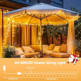 Christmas Cluster Lights, 600Led 20Ft Chasing Christmas Firecrackers String Lights With 6 Flow Modes, Waterproof Plug In