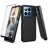 For Summit Case, Boost Summit 5G Phone Case With Screen Protector, Dual Layer Shockproof Protective, Silicone Bumper Non Slip Back, Heavy Duty Rugged Cell Phone Cover-Black