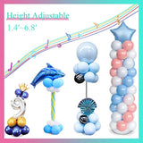 4 Set Balloon Stand Kit, 9 Feet Adjustable Balloon Arch For Floor, Ballon Column Tower With Weights Base And Pole, Metal Backdrop Stands For Parties, No Need Helium Tank For Balloons