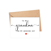 To My Grandma On My Wedding Day Card - Wedding Day Card - Family Of The Bride Or Groom Cards - Wedding Party Card - Calligraphy Card Grandma Wedding Day - Thank You Wedding Card