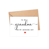 To My Grandma On My Wedding Day Card - Wedding Day Card - Family Of The Bride Or Groom Cards - Wedding Party Card - Calligraphy Card Grandma Wedding Day - Thank You Wedding Card