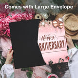 Large Happy Workiversary Card For Women, Rose Gold Pink Work Anniversary Party Decoration Gift, Giant Thank You Guest Book With Envelope, Jumbo Workiversary Greeting Card For Office Business Employee Signing