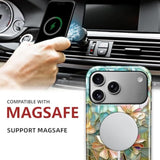 Luxury Marble Flowers Magnetic Case for iPhone 17 - MagSafe Compatible, Shockproof TPU Hard PC Phone Case, Protective Cover for Women and Men